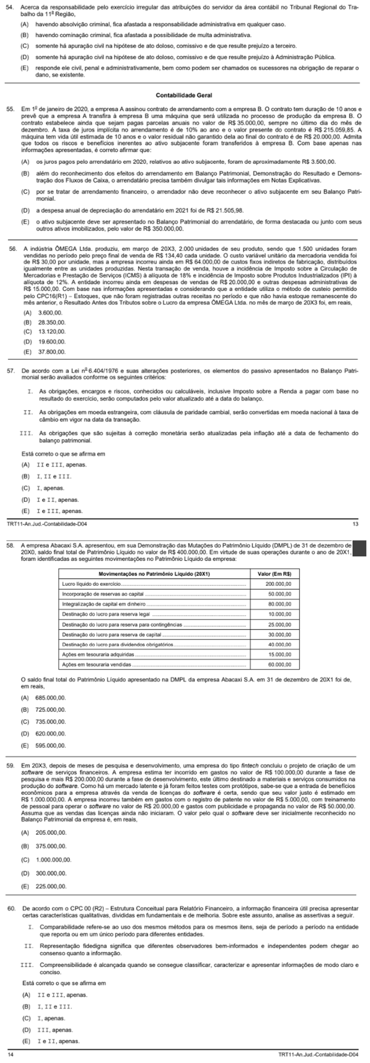 Figura da questão de Contabilidade